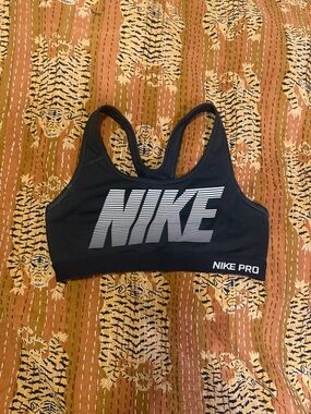 Nike Black Sports Bra with White NIKE Logo